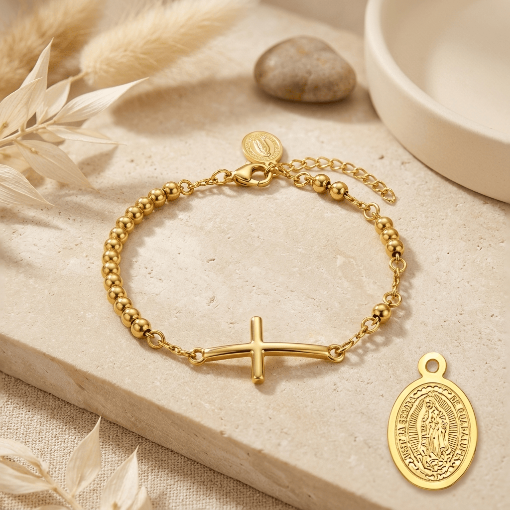 Bracelet Chapelet Vierge Marie en Acier Inoxydable - Bijou Religieux