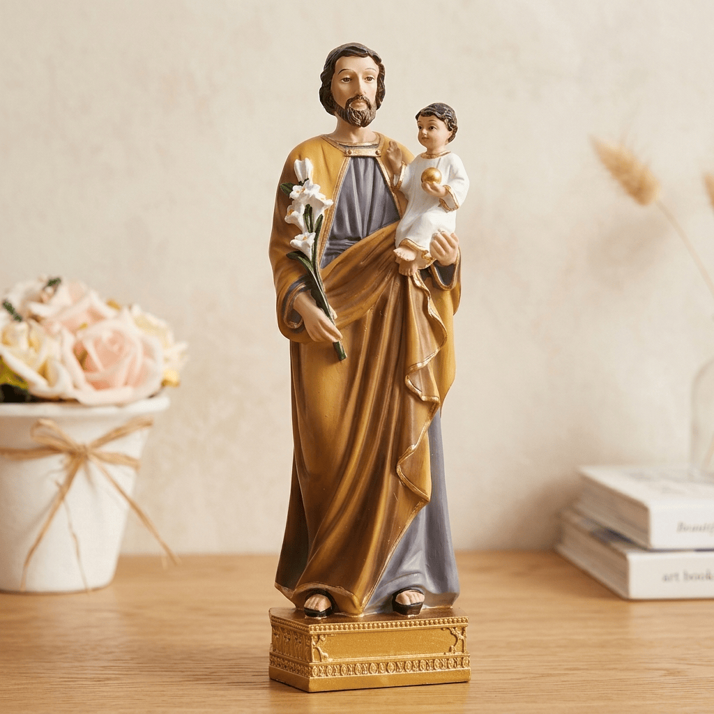 Statue Saint Joseph & Enfant Jésus - Protecteurs Célestes