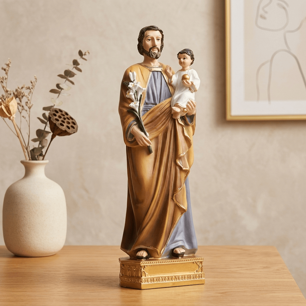 Statue Saint Joseph & Enfant Jésus - Protecteurs Célestes