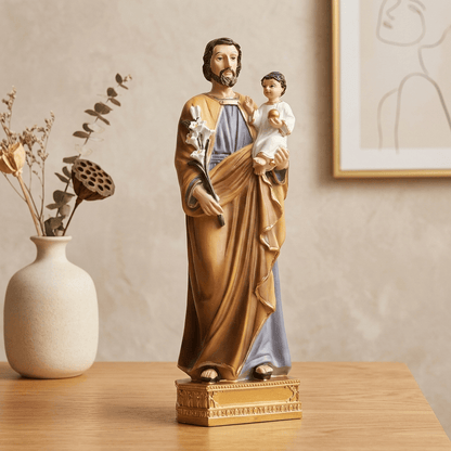 Statue Saint Joseph & Enfant Jésus - Protecteurs Célestes