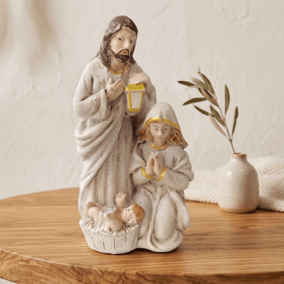 Statue Scène de la Nativité en Résine - Figurine Sainte Famille, Décoration Noël Artisanale